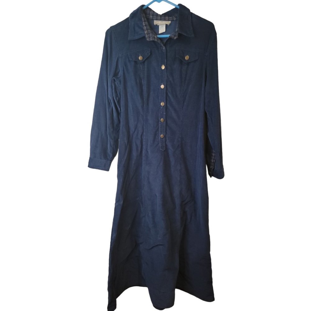 Vintage 80's 90's Carol Anderson California Size 10 Maxi Dress Blue Corduroy